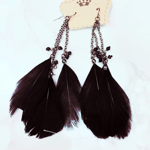 Jewelry - Black Feather Earrings Boho